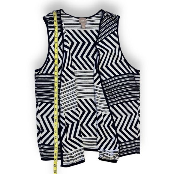 Chico’s Blue White Stripe Sleeveless Open Vest Cardigan US Sz 8 - Chico’s Sz 1 - Picture 6 of 6